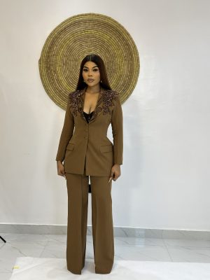 Detailed beaded pantsuit