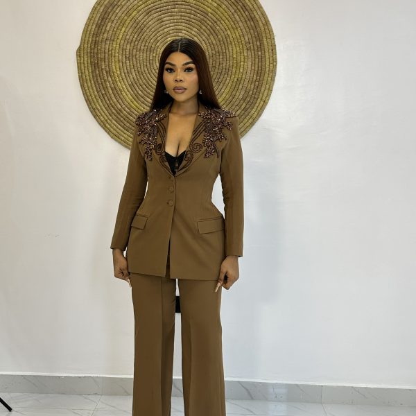 Detailed beaded pantsuit