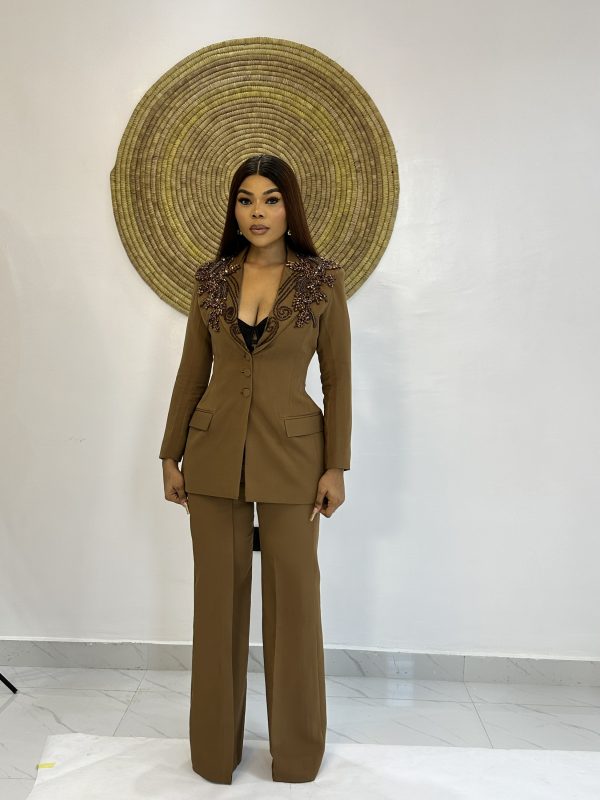 Detailed beaded pantsuit