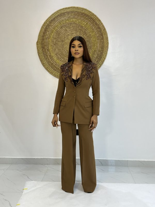 Detailed beaded pantsuit
