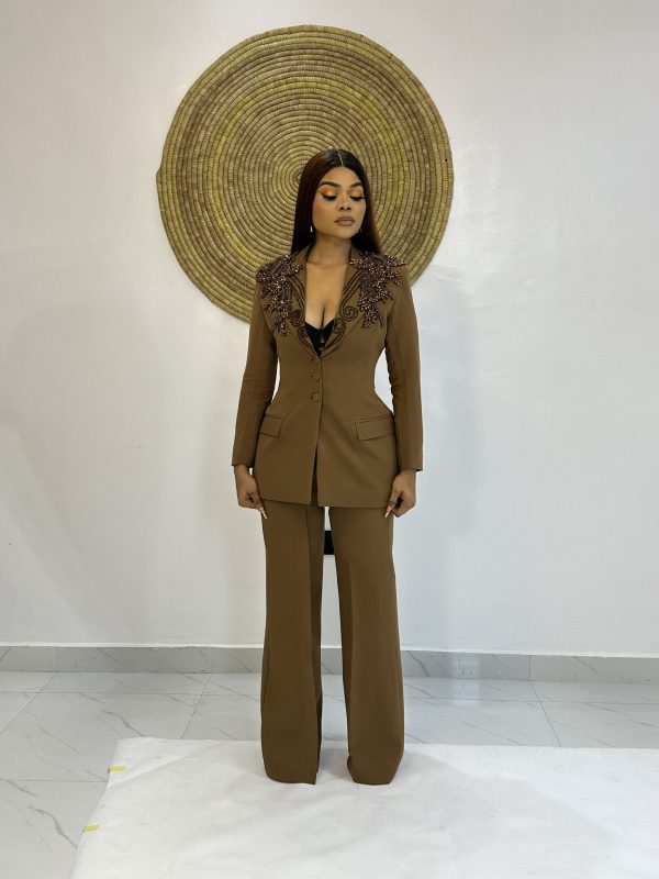Detailed beaded pantsuit