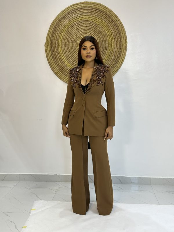 Detailed beaded pantsuit