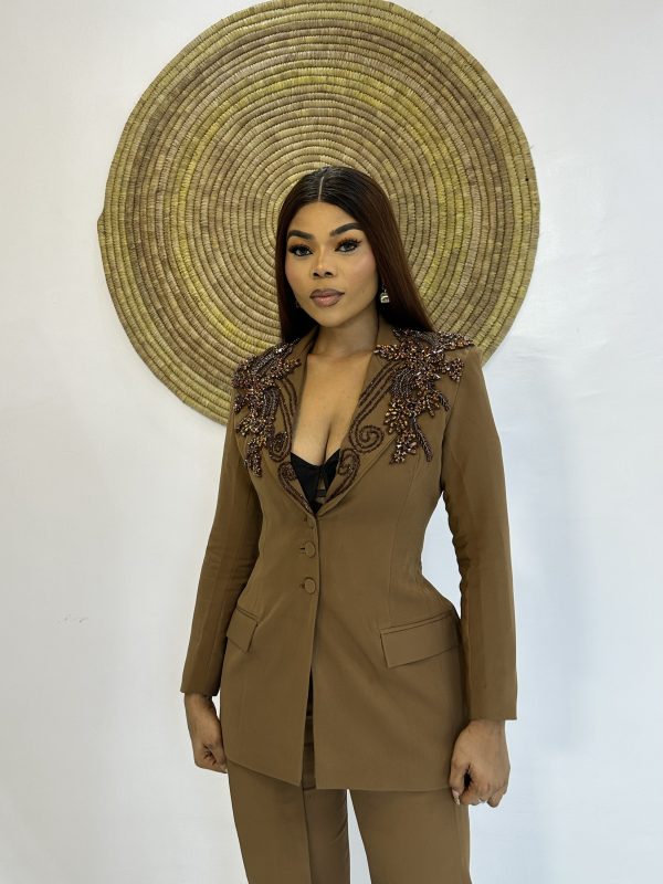 Detailed beaded pantsuit