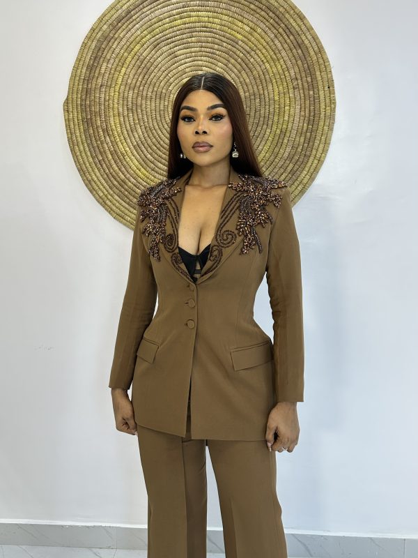 Detailed beaded pantsuit
