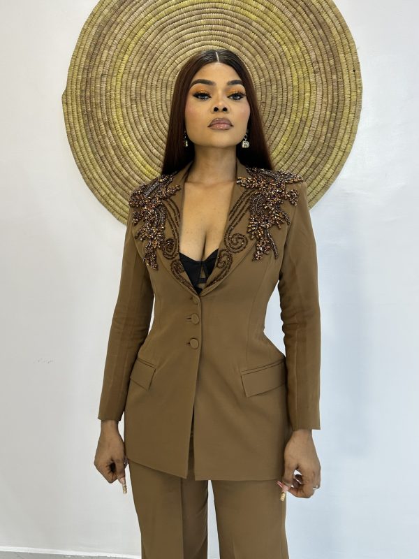 Detailed beaded pantsuit