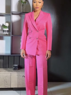 Pink pinstripes pantsuit