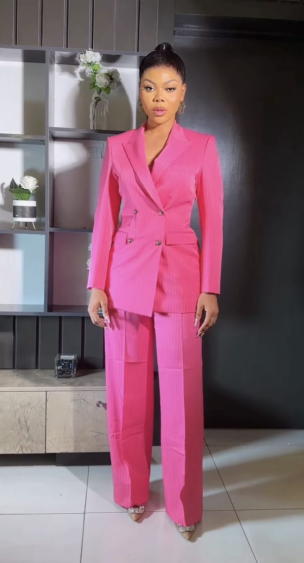 Pink pinstripes pantsuit