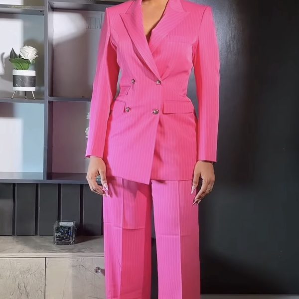 Pink pinstripes pantsuit