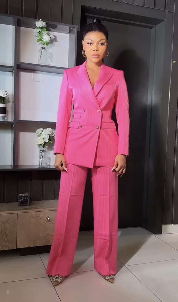 Pink pinstripes pantsuit