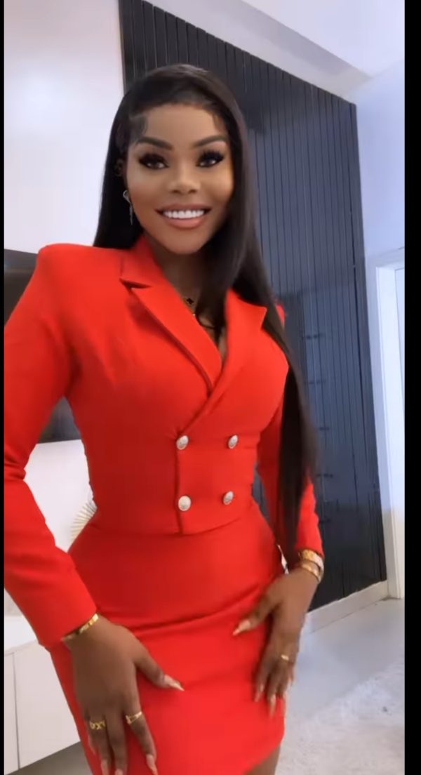 Red skirt suit
