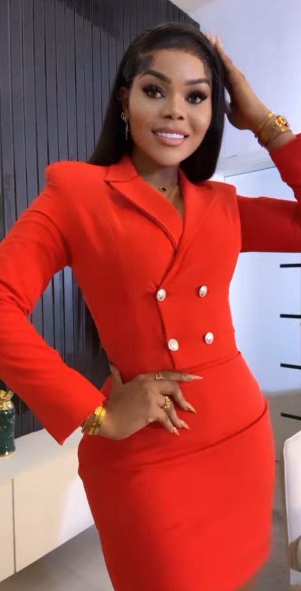Red skirt suit