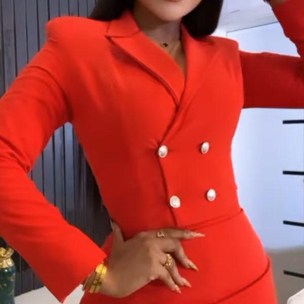 Red skirt suit