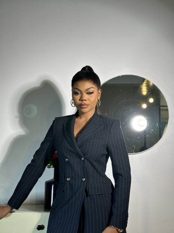 Navy pinstripes pantsuit