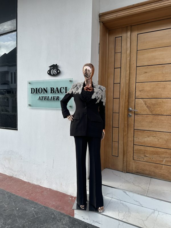 Detailed Black Medha pantsuit