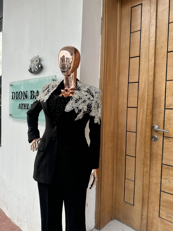 Detailed Black Medha pantsuit