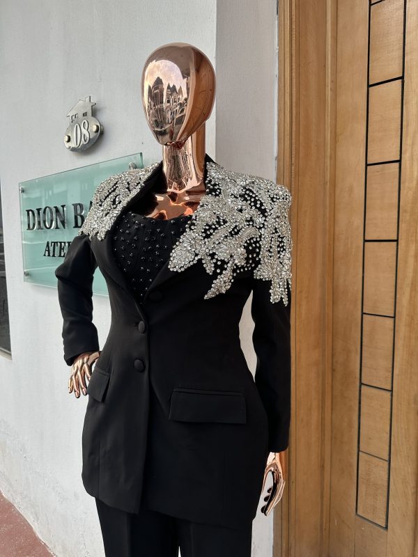 Detailed Black Medha pantsuit