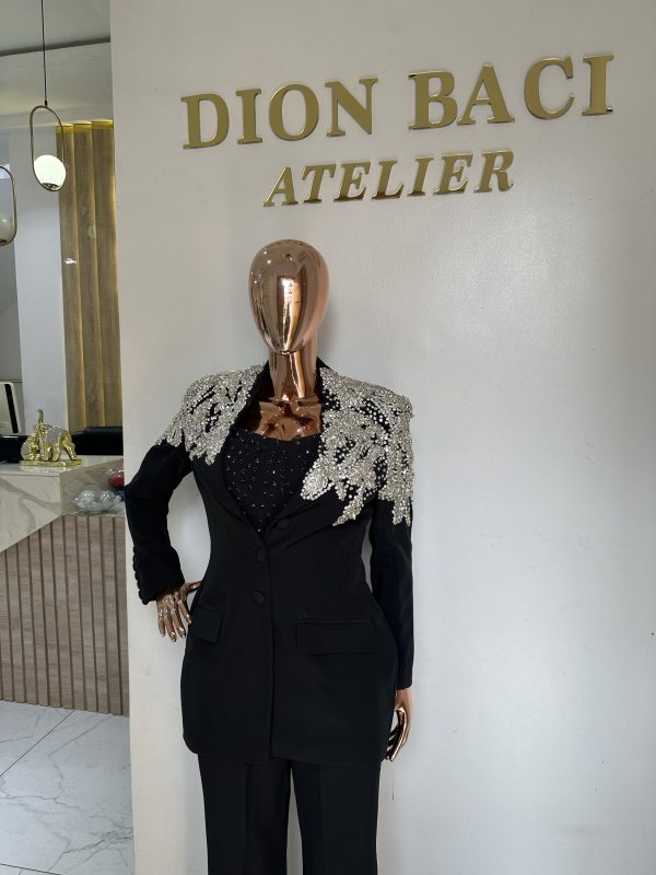 Detailed Black Medha pantsuit