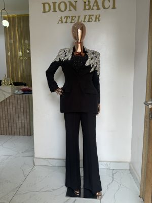Detailed Black Medha pantsuit