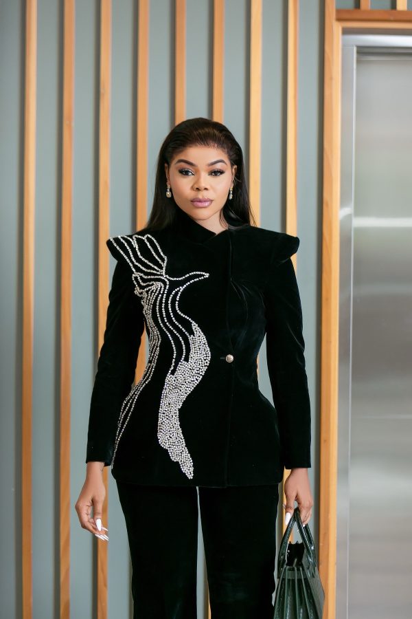 Suede detailed pantsuit