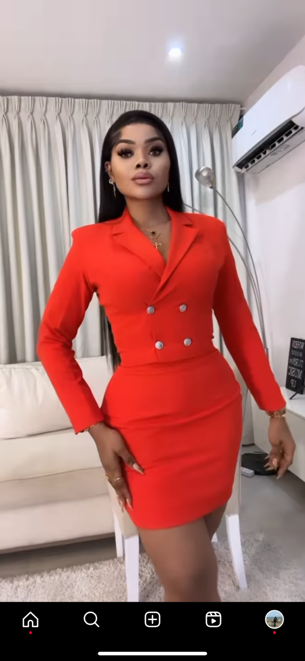 Red skirt suit