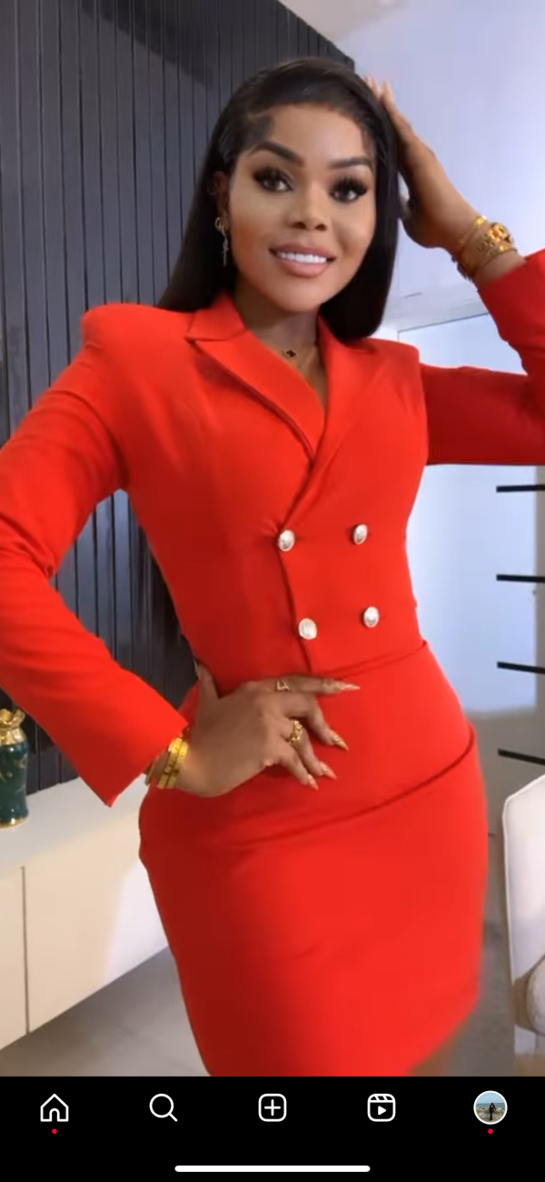 Red skirt suit