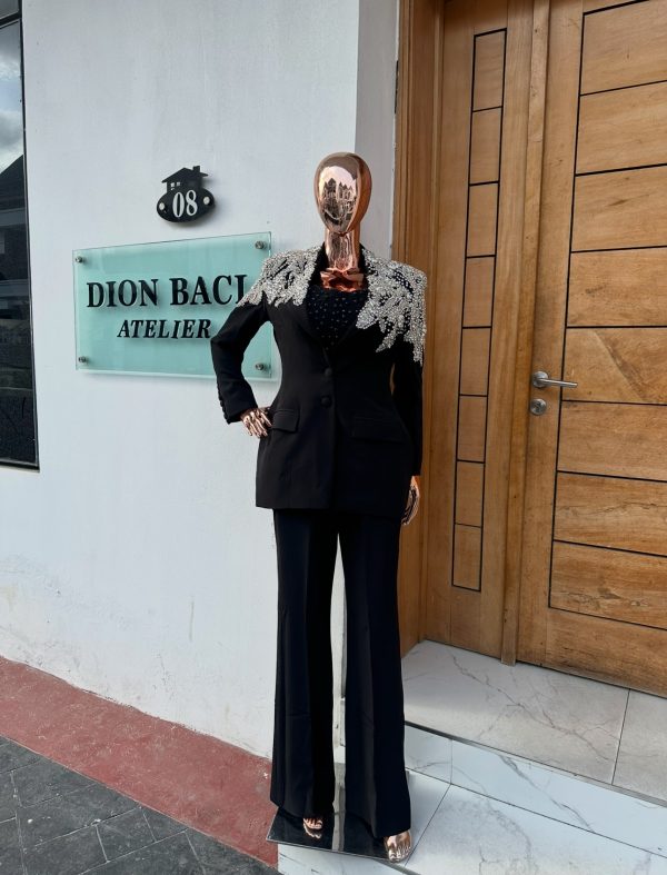 Detailed Black Medha pantsuit